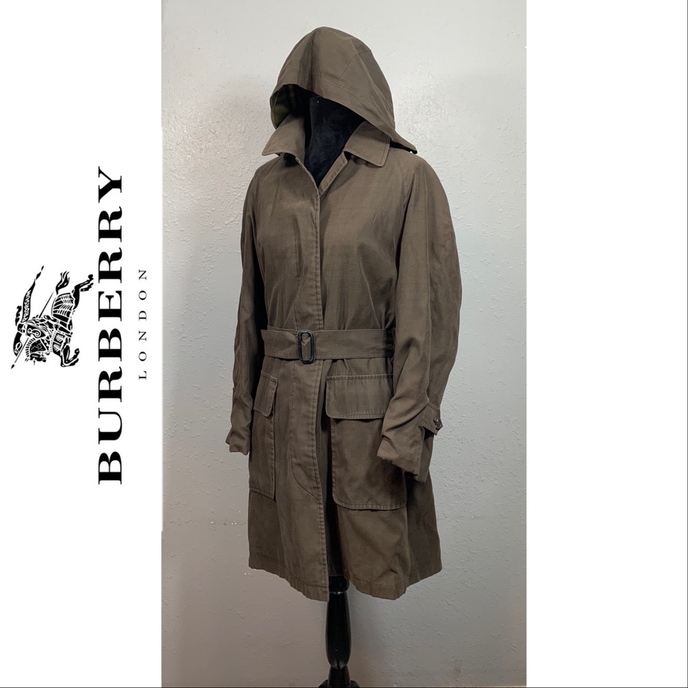Burberry Tan Trench Coat with Hood